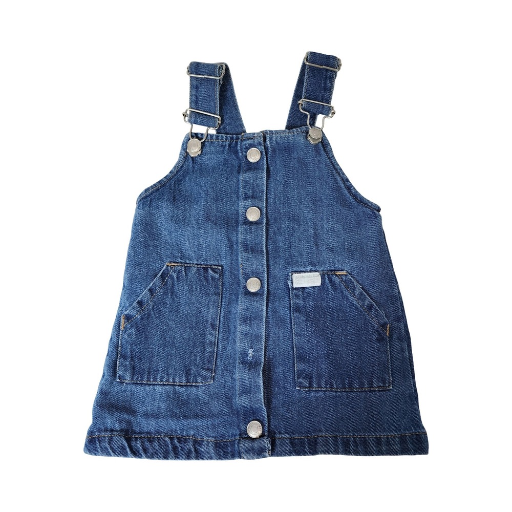 7 For All Mankind Kids Blue Denim Overall Dress Pinafore 18M Medium Wash